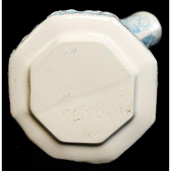 VTG 73 Hand Painted Sign French Country Ceramic Pitcher Blue Lover Renaissance - Picture 5 of 9